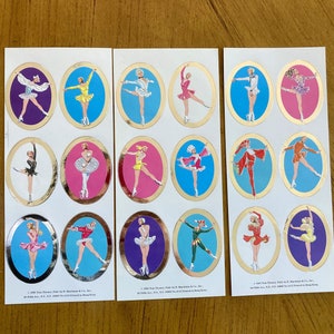 SET of 3 Embossed Figure Skating Foil Sticker Sheets
