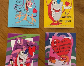 Vintage Ren & Stimpy Valentines Stickers