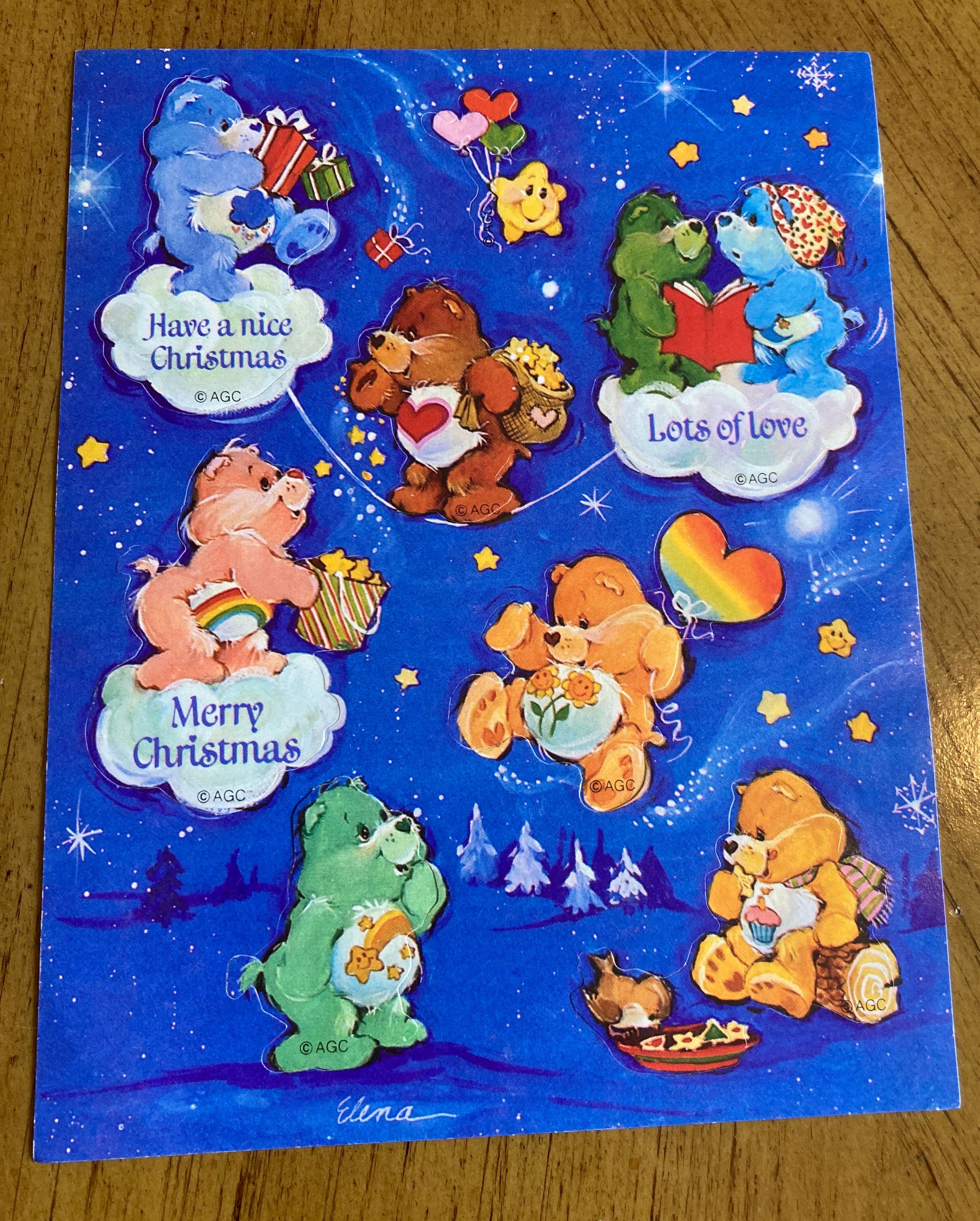 Care Bears レトロ　雑貨　クリスマス Vintage Care Bears Holiday Christmas Card Rainbow Tree 1983
