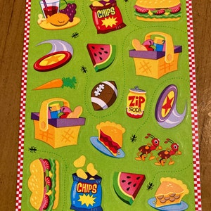 Foglio di adesivi da picnic al profumo di torta di mele vintage