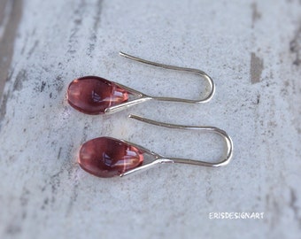 Marsala drop earrings Hypoallergenic casual pink minimalist dainty teardrop dangle drop earrings