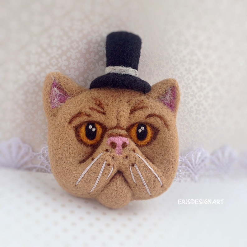 Cat Brooch Pin Large Needle Felted Cat Lover Gift for Her Accessories for Women Animal Brooch Pin Jewelry