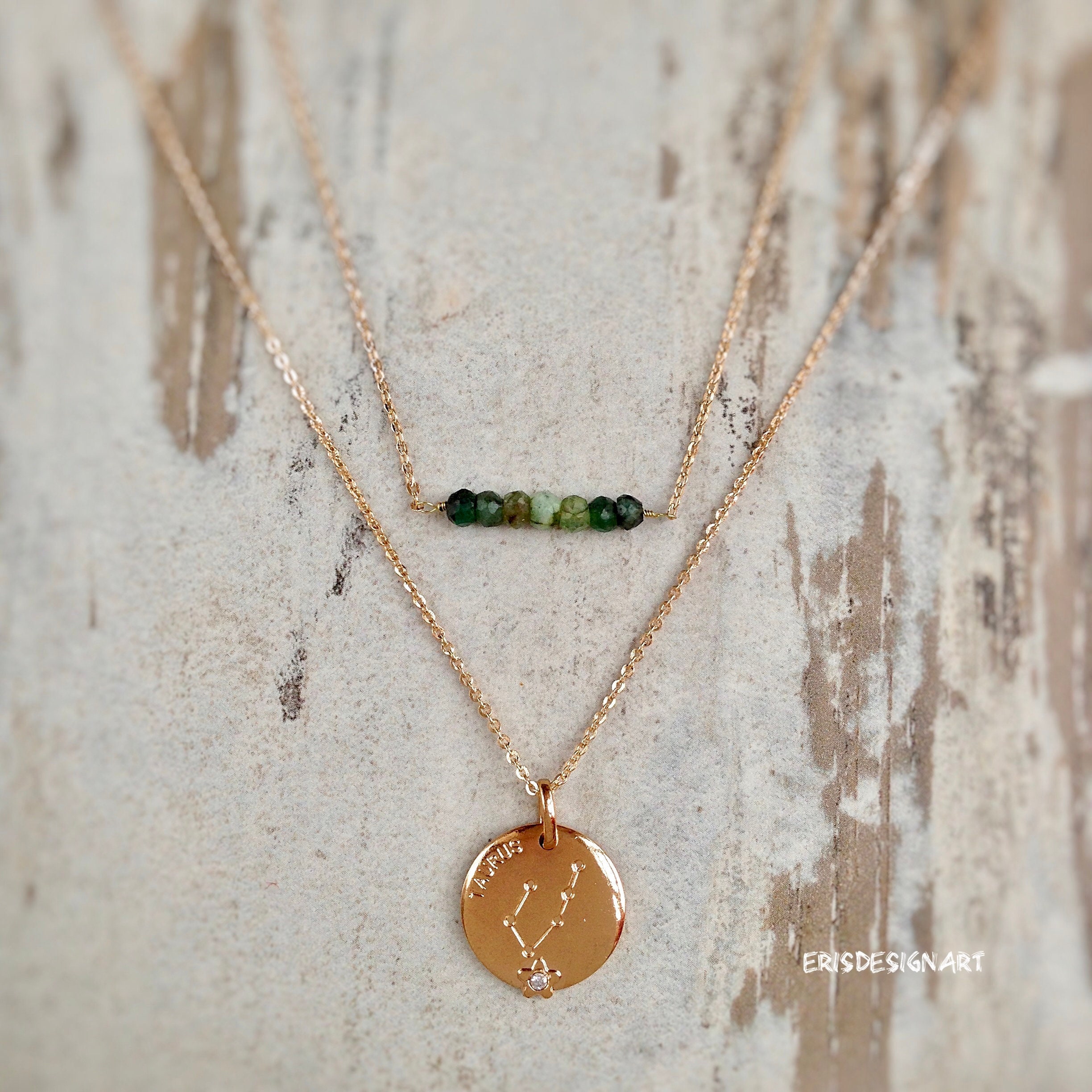 May Birthstone Necklace Emerald Taurus 