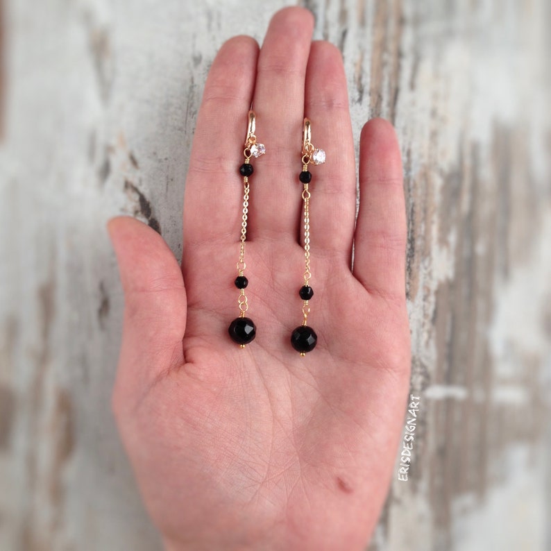 Black tourmaline jewelry set 18k gold plated necklace bracelet and earring earrings stone elegant gold jewelry set
