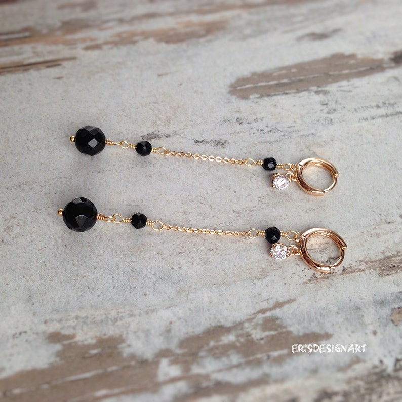Black tourmaline jewelry set 18k gold plated necklace bracelet and earring earrings stone elegant gold jewelry set