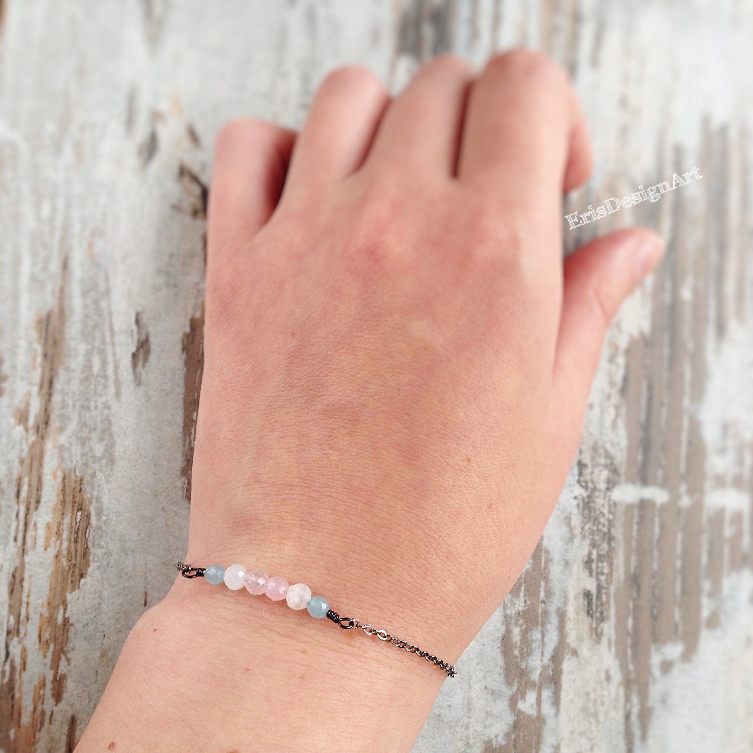 Mom to Be Bracelet Aquamarine Rose Quartz Moonstone Pregnancy Etsy