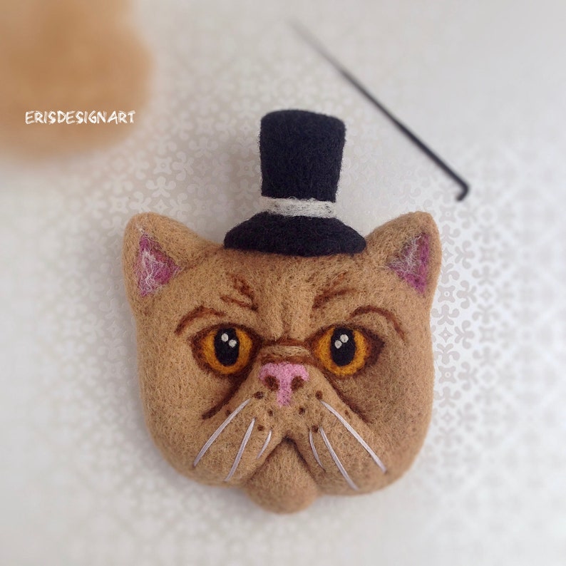 Cat Brooch Pin Large Needle Felted Cat Lover Gift for Her Accessories for Women Animal Brooch Pin Jewelry