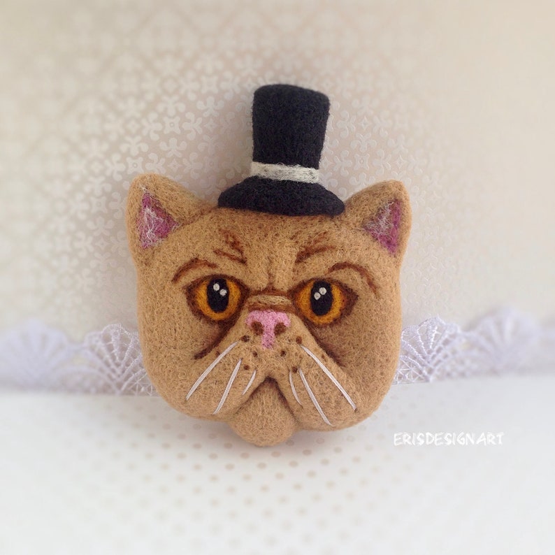 Cat Brooch Pin Large Needle Felted Cat Lover Gift for Her Accessories for Women Animal Brooch Pin Jewelry