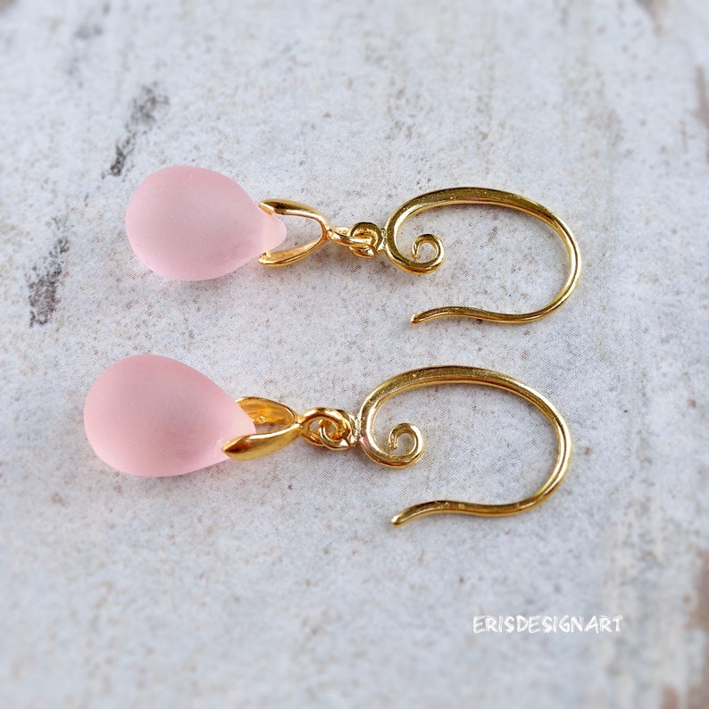 Pink Dangle Earrings Light Baby Blush Pastel Soft Pink and Silver Gold