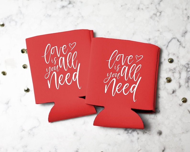 Can Cooler Valentine/'s Party Favor Valentines Gift for Her All You Need is Love