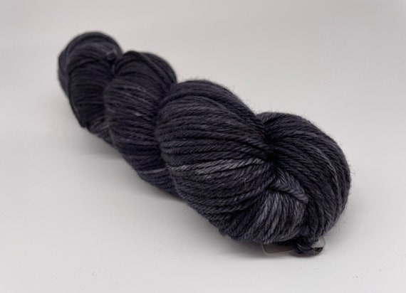 Charcoal - tonal black/grey hand-dyed semi-solid superwash DK (8 ply) merino yarn - 100g (225m)