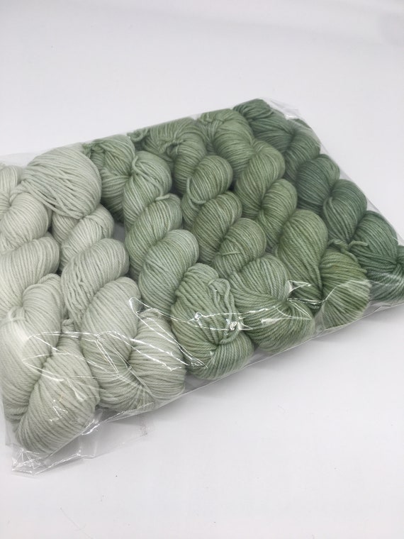 Sage leaves fingering/4ply yarn - 6 x 33g mini skeins, 200g total