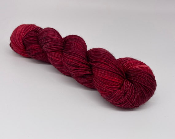 Claret - hand-dyed semi-solid deep red merino cashmere silk yarn - 100g (400m)