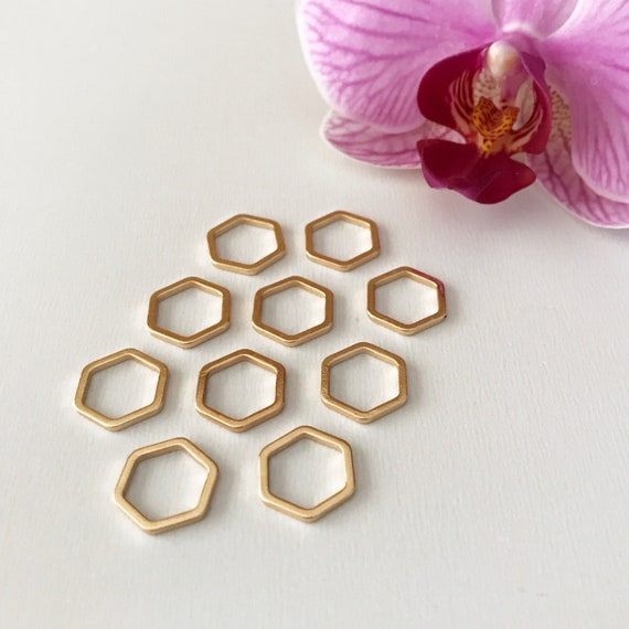 Luxe large hexagon stitch markers - gold (set of 10)