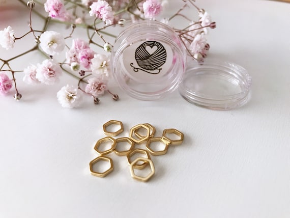 Luxe small hexagon stitch markers - gold (set of 10)