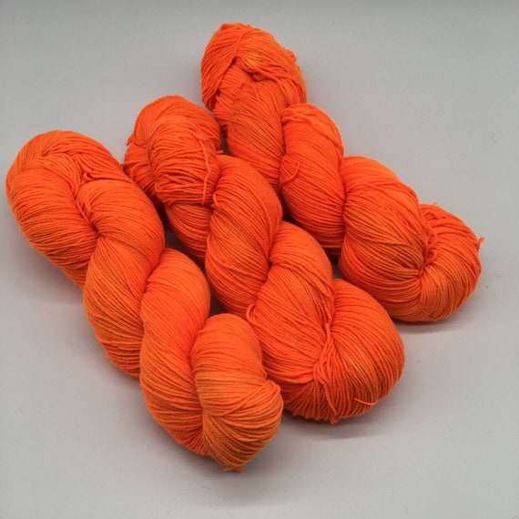 Traffic cone - hand-dyed flourescent orange super sock yarn - 100g (425m)