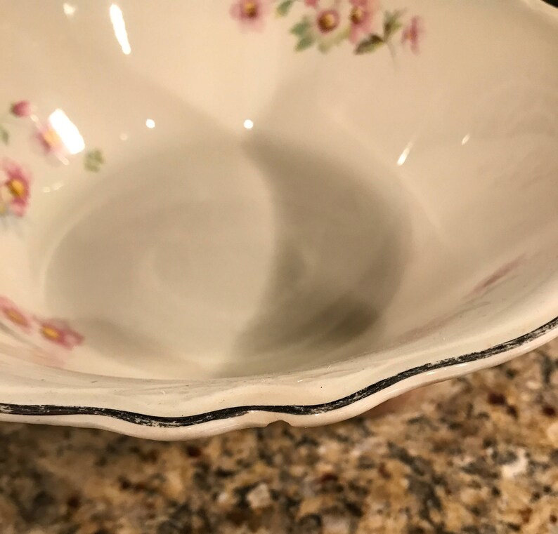Pair of Vintage Homer Laughlin Virginia Rose Shape Vegetable Bowls Moss Rose Pattern JJ59-1950/'s