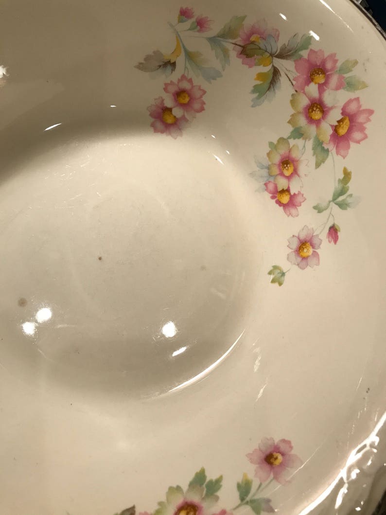 Pair of Vintage Homer Laughlin Virginia Rose Shape Vegetable Bowls Moss Rose Pattern JJ59-1950/'s