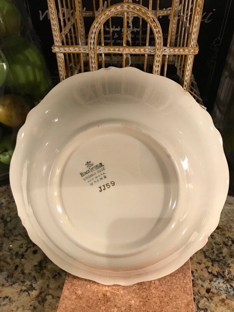Pair of Vintage Homer Laughlin Virginia Rose Shape Vegetable Bowls Moss Rose Pattern JJ59-1950/'s