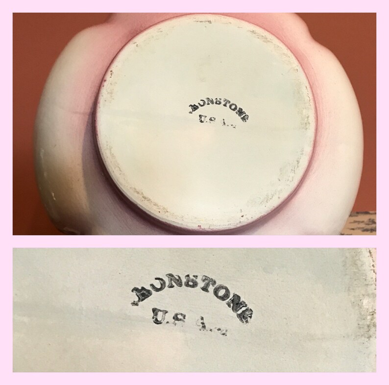 Vintage Ironstone USA Ceramic Pitcher Pink And White Etsy