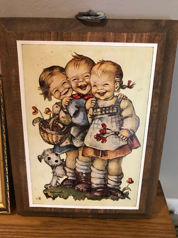 Set Of 3 Small Hummel Prints Wooden Frames Metal 50