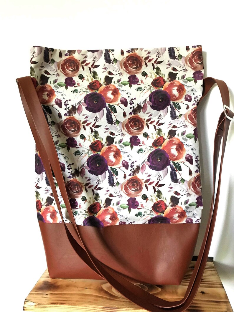 chic flowers plum handbag hand bag BOHO vegan crossbody bohemian floral vintage Flower purse bag