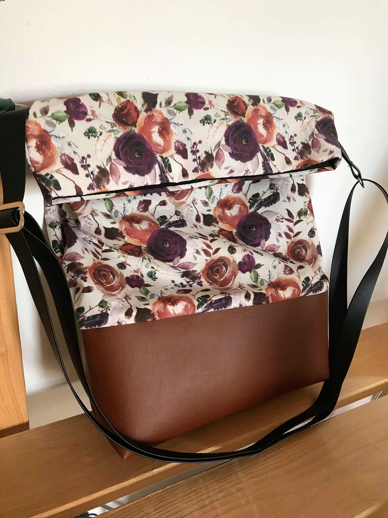 chic flowers plum handbag hand bag BOHO vegan crossbody bohemian floral vintage Flower purse bag