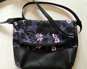 Sac à main classique, boho fleuri, accessoire pour femmes, sacoche, bandoulière ajustable, sobre, minimaliste, chic, végane