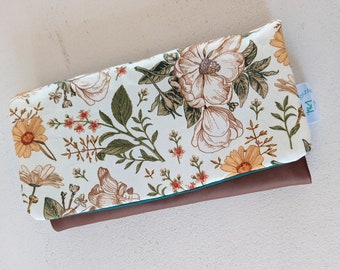Flower wallet, wallet, card holder, cell holder, faux leather, flowers, chic, modern, purse, small, 12 card, money, woman, women