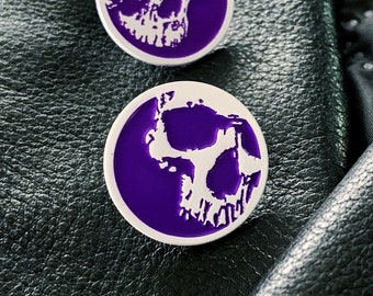 Cute and Creepy Skull Enamel Pin - White & Purple Halloween Accessories