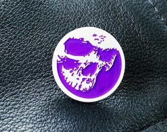 Cute and Creepy Skull Enamel Pin - White & Purple Halloween Accessories