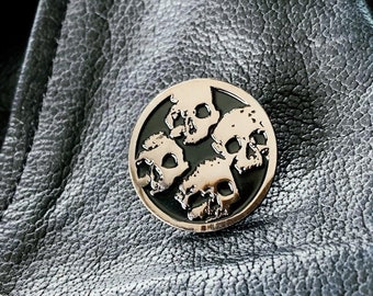 Catacombs Skull Lapel Pin - Black Nickel with Black Enamel
