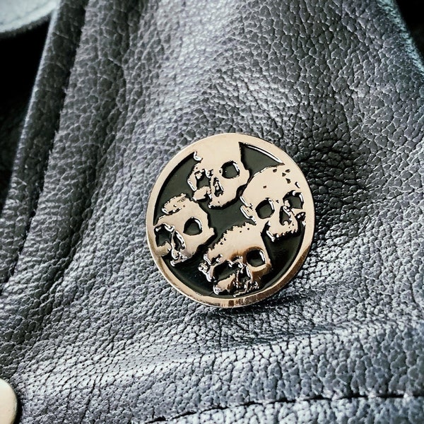 Catacombs Skull Lapel Pin - Black Nickel with Black Enamel