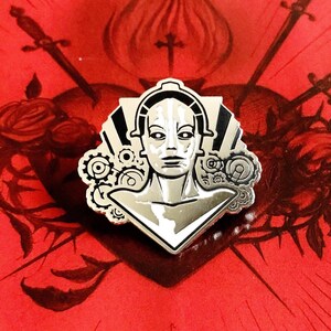 Metropolis Art Deco Hard Enamel Pin, Silent Movie Memorabilia, Vintage Style Pin image 2