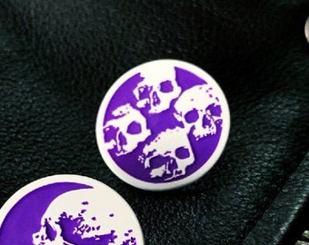 Cute and Creepy Skull Enamel Pin - White & Purple Halloween Accessories