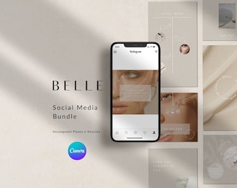 Skincare Instagram Canva Templates, Beauty, Minimal (Digital Download)
