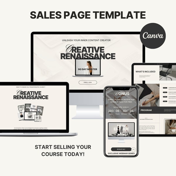 Course Sales Page Canva Template Mentor Coach Landing Page Website Sales Funnel Canva Coaching Course Sales Page Sales Funnel Landing Page