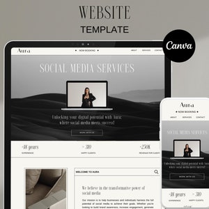 Modelo de site Canva para gerentes de mídia social | Negócio de modelo de site Canva | Modelo de site UGC | Site de luxo | Página inicial