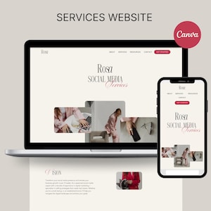 Coach Website Template,  Services Website Canva, Canva Template, Canva Website Template for Content Creators, Social Media Manager Website