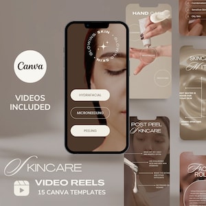 Skincare Instagram Reel Videos Template, Esthetician Reels, Dermatologist Templates, Editable Luxury Reels Canva, Facial Treatment Reels