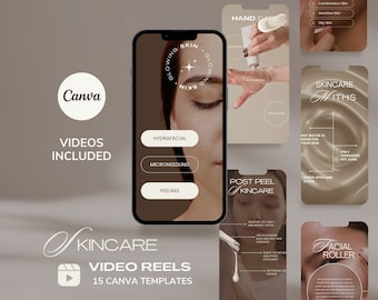 Skincare Instagram Reel Videos Template, Esthetician Reels, Dermatologist Templates, Editable Luxury Reels Canva, Facial Treatment Reels