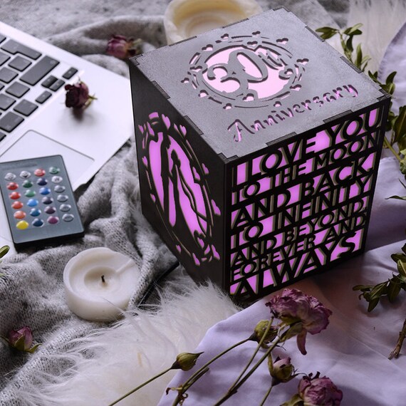 Custom Gift For Wife Wooden Table Lamp 30th Anniversary Etsy