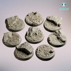 Wasteland Bases 32mm – Resin Scenic Round Bases for Tabletop Miniatures, RPG Terrain, Skirmish Games, Grimdark Wargaming, Diorama Terrain