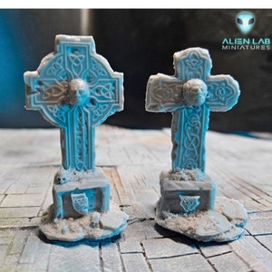 Keltisch kruis grafterreinset voor 28 mm RPG-diorama's DnD Wargames Fantasy Skirmish Gotische begraafplaats verstrooid hars miniatuur ruïnestuk