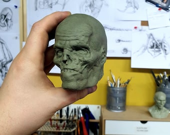 Handmade Zombie Head Bust: Resin Horror Sculpture, Halloween Decor