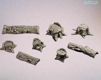 Resin Logs Tree Stumps – Fantasy Wargaming Terrain & Tabletop RPG Scenery