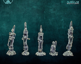 Skeleton Pillar Terrain Set – Resin Dungeon Scatter for RPG & Tabletop Wargames (28–32mm Scale, 40mm Height)