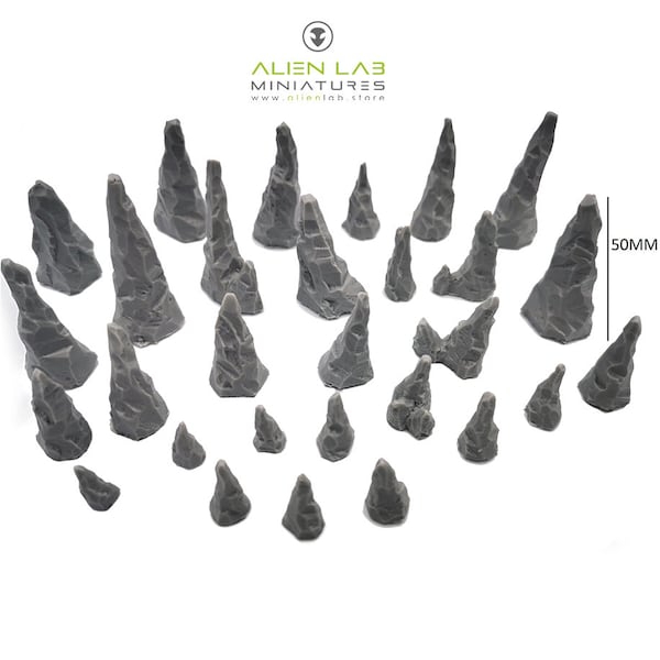 D&D Wargaming Terrain - stalagmites Scatter Accessory for Tabletop RPGs, Miniature Scale 28mm