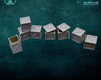 Miniature Wooden Crates – Scatter Terrain for 28mm 32mm Miniatures