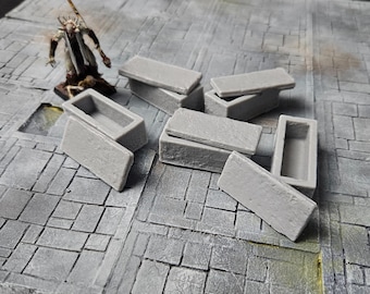 Resin Sarcophagus Set – Fantasy Wargaming Tomb Terrain & Tabletop RPG Scenery